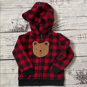 Carter's Red and Black Checkered Bear Hoodie